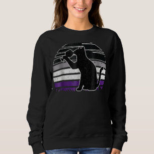 Cat And Wine Asexual Pride Retro Drinking Lgbt Q A Sweatshirt