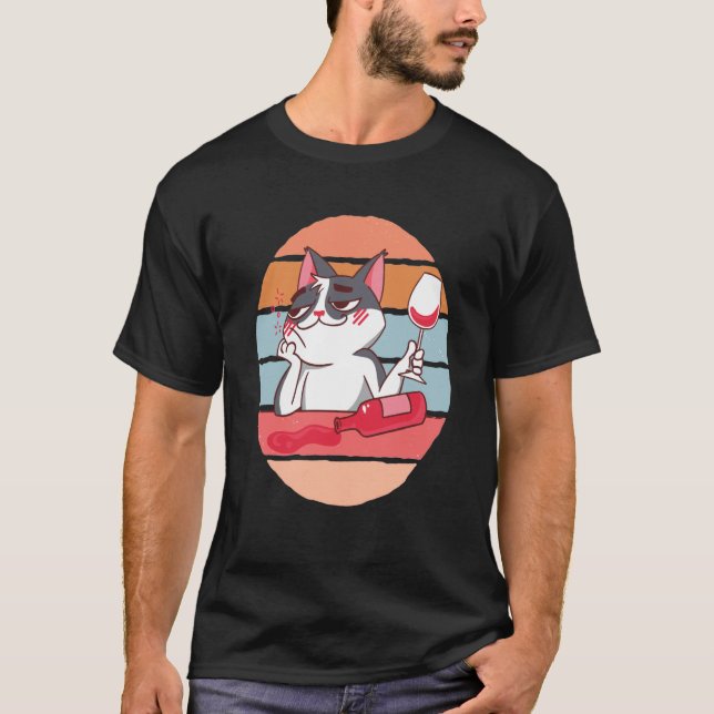 Cat and Wine T-Shirt (Front)