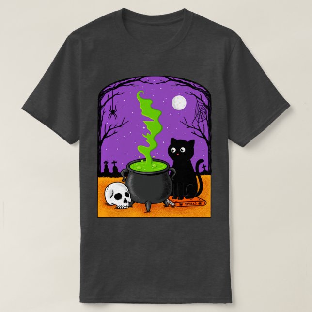 Cat and Witch T-Shirt (Design Front)