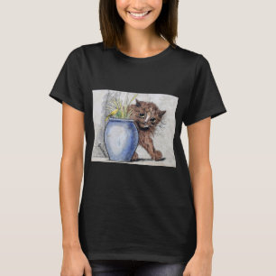 Cat and Yellow Small Bird, Louis Wain T-Shirt
