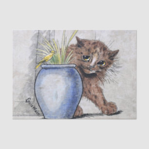 Cat and Yellow Small Bird, Louis Wain Tissue Paper