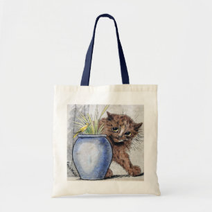 Cat and Yellow Small Bird, Louis Wain Tote Bag