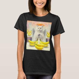 Cat angel artwork meow kitty portrait cute banana  T-Shirt