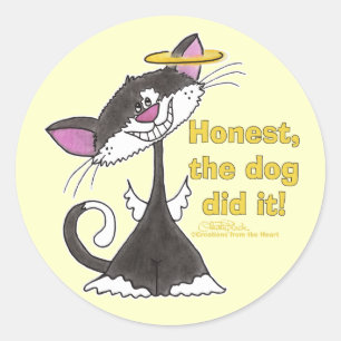 Cat Angel Classic Round Sticker