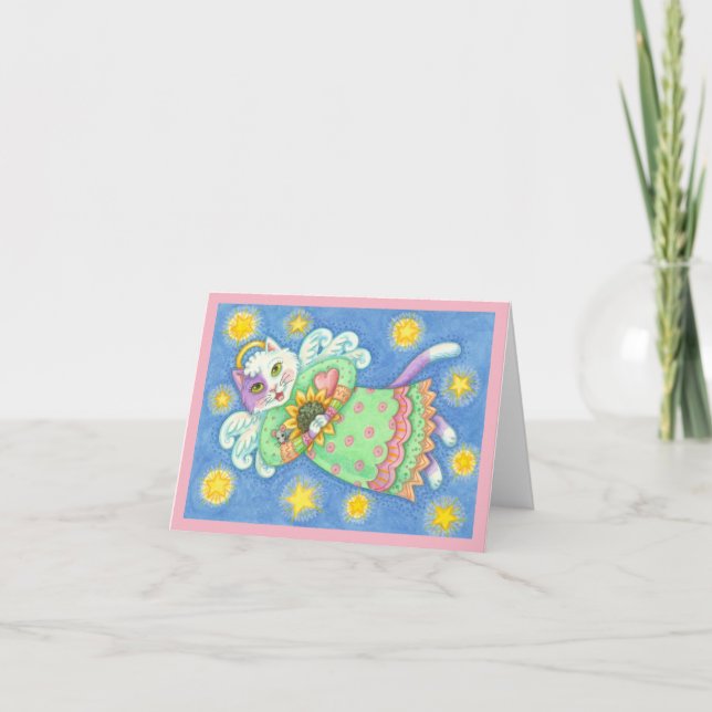 CAT ANGEL & FAVORITE THINGS NOTE CARD Blank (Front)