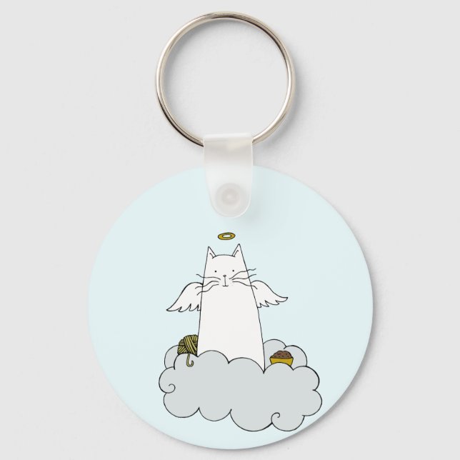 Cat Angel Personalised Key Ring (Front)