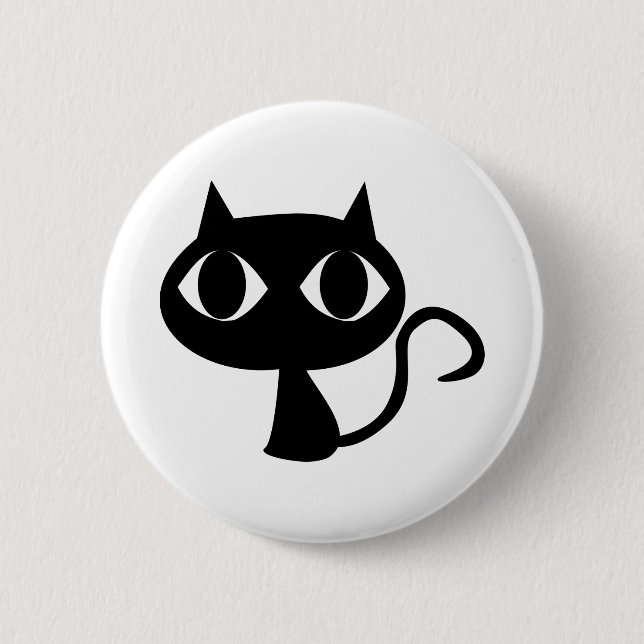 Cat Animal Eyes Feline Cartoon Comic Black 6 Cm Round Badge (Front)
