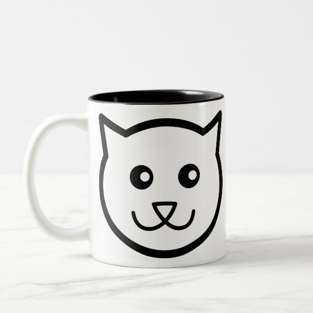 Cat Animal Face Kitty Pet Happy Two-Tone Coffee Mug (Left)