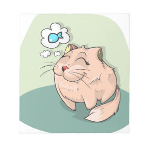Cat animal fish thinking cute pet notepad
