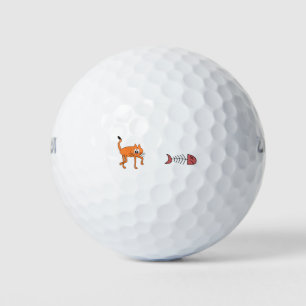 Cat Animal Orange Fish Dead Skeleton Funny Golf Balls