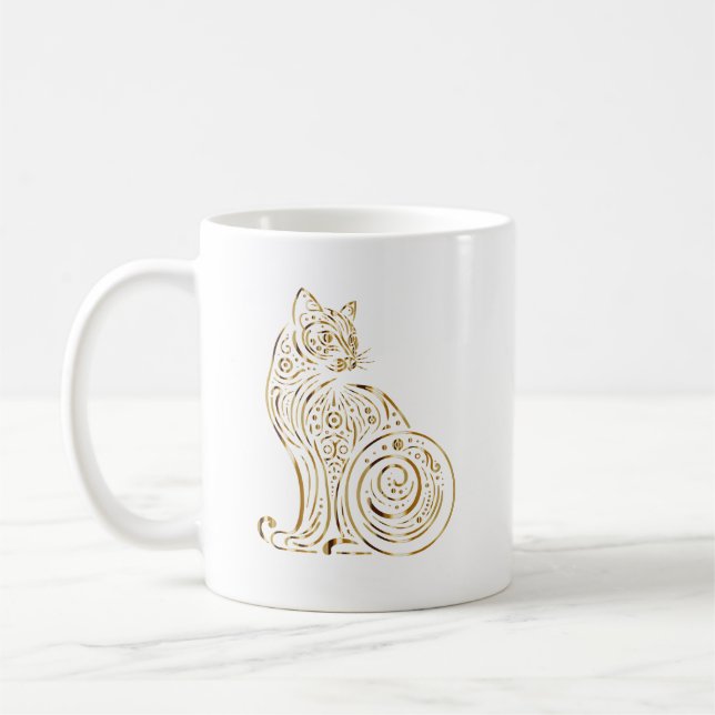 Cat Animal Pattern | Cute & Whimsical Cat Coffee Mug (Left)