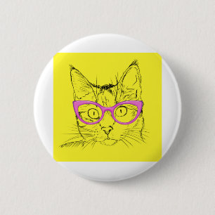 Cat Animal Pet Flowers Art Abstract Vintage Cute 6 Cm Round Badge