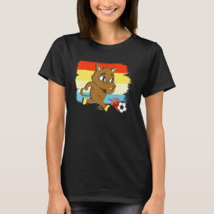 Cat Animal Playing Soccer Football T-Shirt