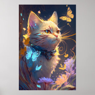 Cat Animal Portrait Painting Pet Character Poster