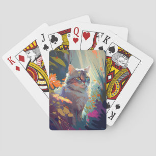 Cat Animal Portrait Painting Wildlife Outdoors Art Playing Cards