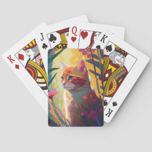 Cat Animal Portrait Painting Wildlife Outdoors Art Playing Cards