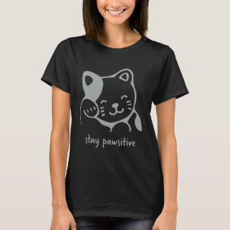 Cat  Animals Stay Pawsitive Graphics Plus Size T-Shirt