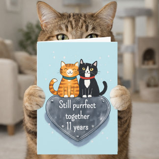cat anniversary 11th wedding card