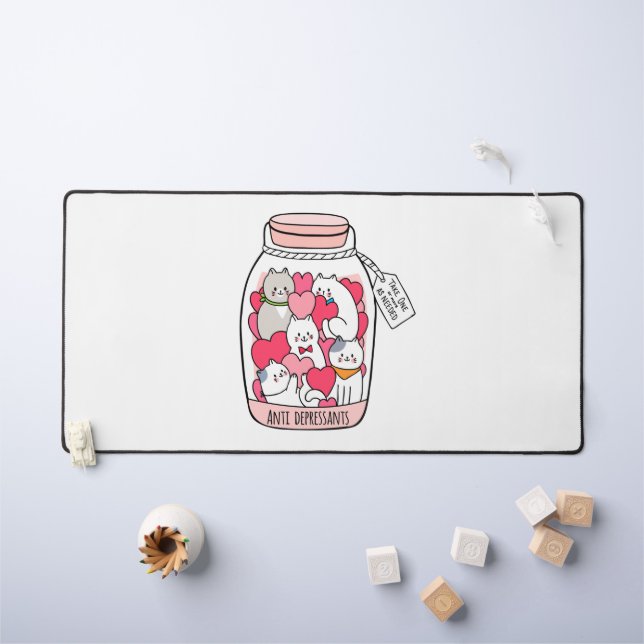 Cat Antidepressant Funny Cat Lover Gift Desk Mat (Kids Table)