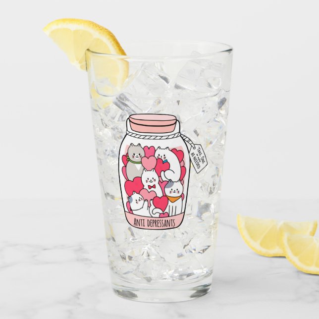Cat Antidepressant Funny Cat Lover Gift Glass (Front Ice)