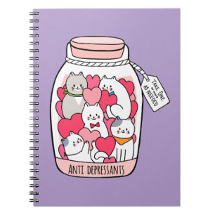 Cat Antidepressant Funny Cat Lover Gift Notebook
