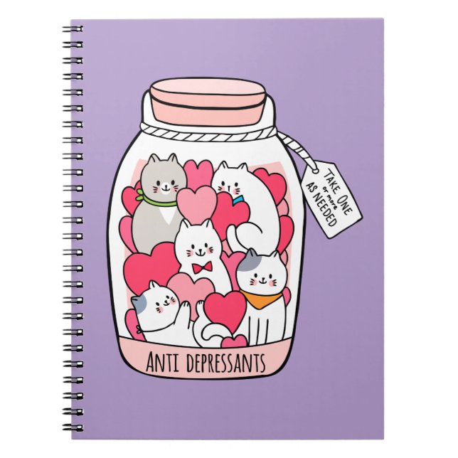 Cat Antidepressant Funny Cat Lover Gift Notebook (Front)