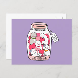 Cat Antidepressant Funny Cat Lover Gift Postcard