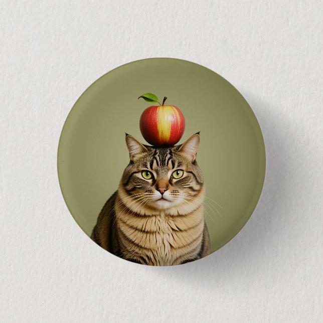Cat Apple 3 Cm Round Badge (Front)