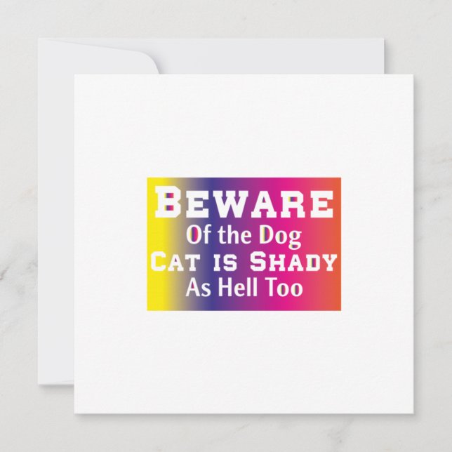 Cat Art Beware Of The Dog Invitation (Front)