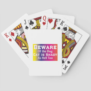 Cat Art Beware Of The Dog Playing Cards