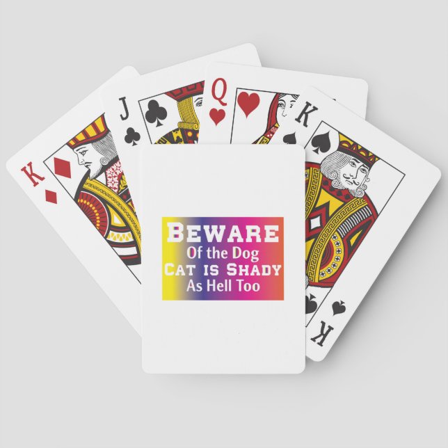 Cat Art Beware Of The Dog Playing Cards (Back)