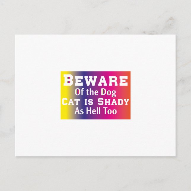 Cat Art Beware Of The Dog Postcard (Front)