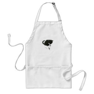 Cat Art Black and White Kitty Standard Apron