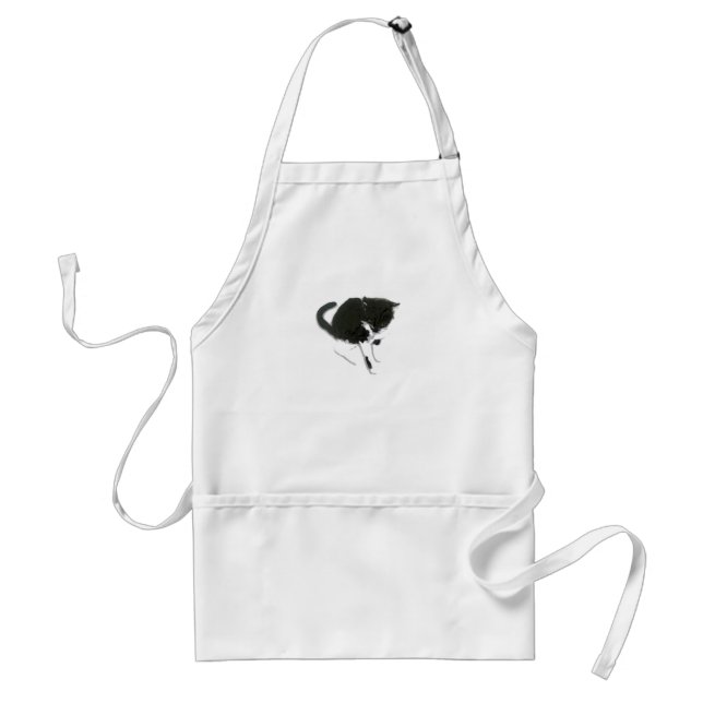 Cat Art Black and White Kitty Standard Apron (Front)