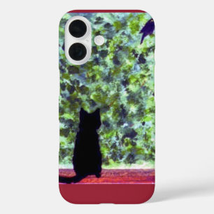 Cat Art Black Cat Bird Watching! iPhone 16 Case