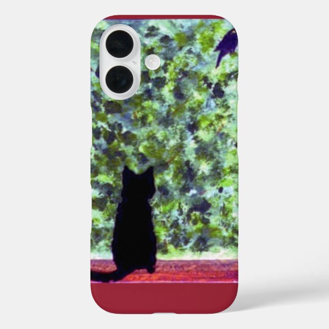 Cat Art Black Cat Bird Watching! Case-Mate iPhone Case (Back)