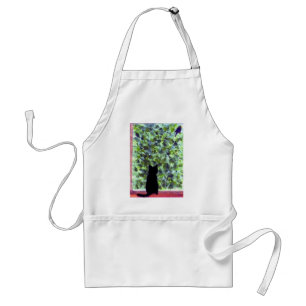 Cat Art Black Cat Bird Watching! Standard Apron
