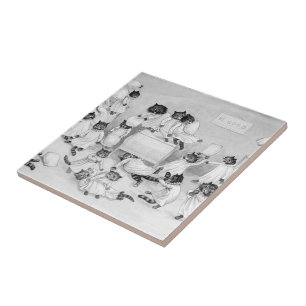 Cat Art by Louis Wain 1900 Tile