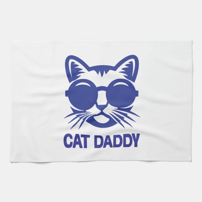 Cat Art Cat Daddy Tea Towel (Horizontal)
