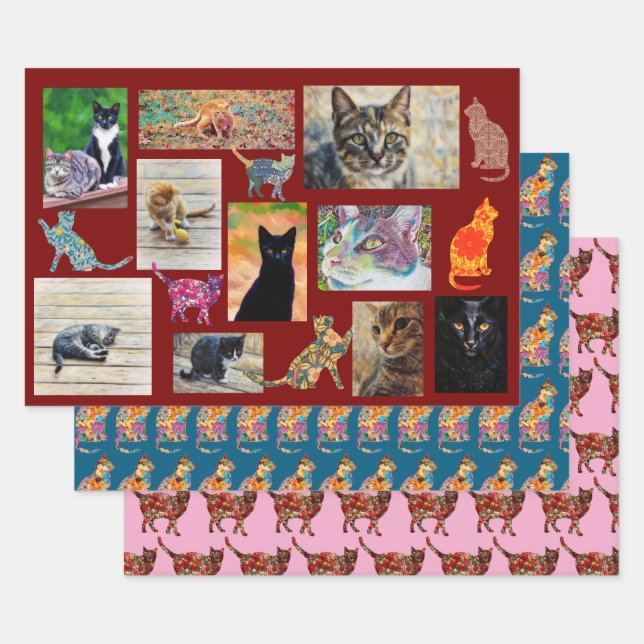 Cat Art Cat Lover Kitty Fun Wrapping Craft Paper (Set)