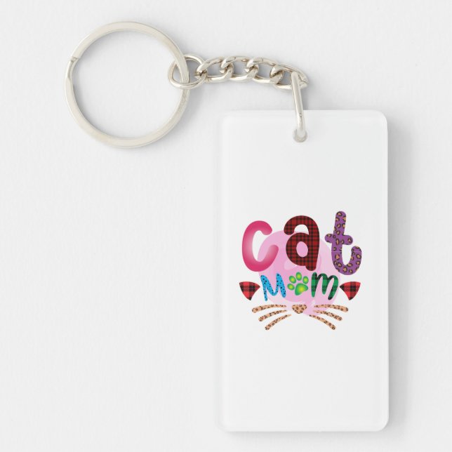 Cat Art Cat Mom_2 Key Ring (Front)