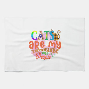 Cat Art Cats Are My Favorite People Tea Towel
