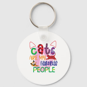 Cat Art Cats Are My Favourite People_2 Key Ring