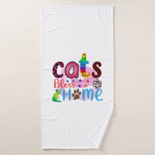 Cat Art Cats Bless Home_2 Bath Towel