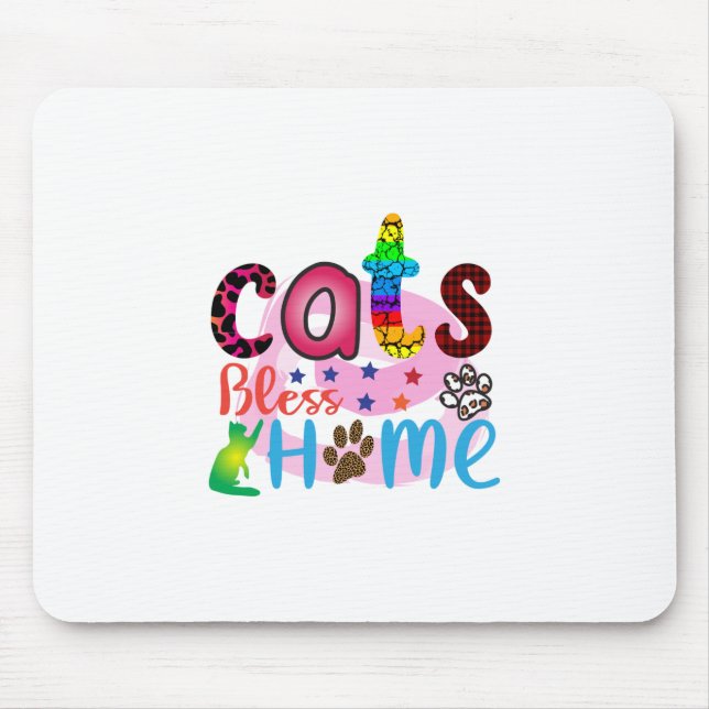 Cat Art Cats Bless Home_2 Mouse Pad (Front)