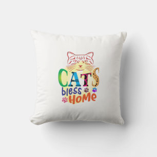 Cat Art Cats Bless Home Cushion