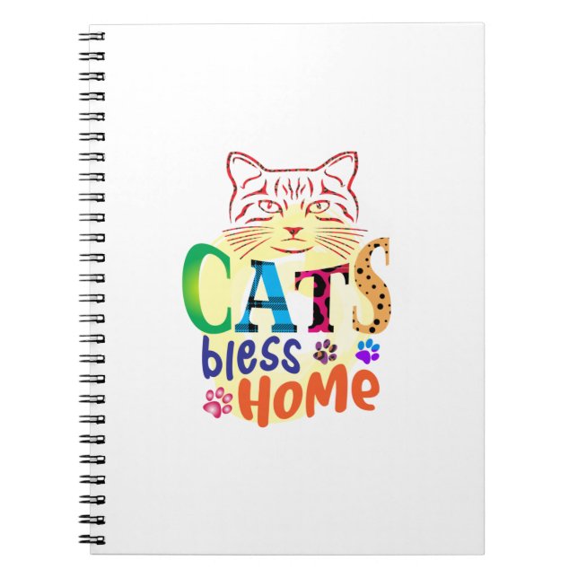 Cat Art Cats Bless Home Notebook (Front)