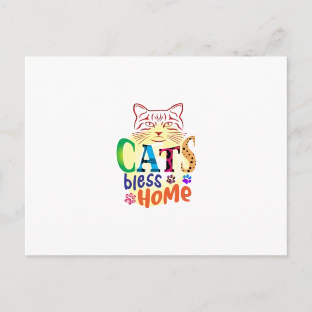 Cat Art Cats Bless Home Postcard (Front)