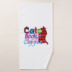 Cat Art Cats Books Coffee_2 Bath Towel