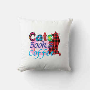 Cat Art Cats Books Coffee_2 Cushion